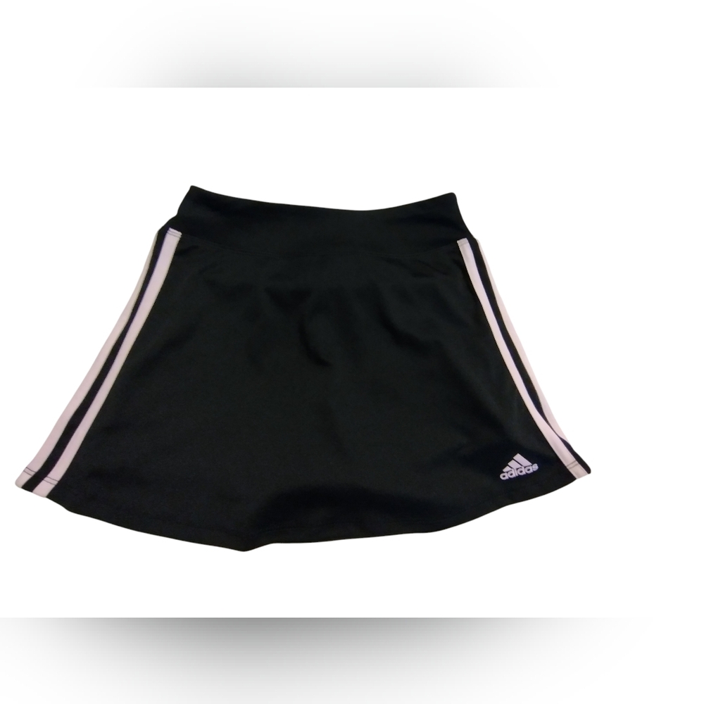 EUC Adidas Black Skirt Skort with Light/Pale Pink Stripes And Logo Medium 10/12